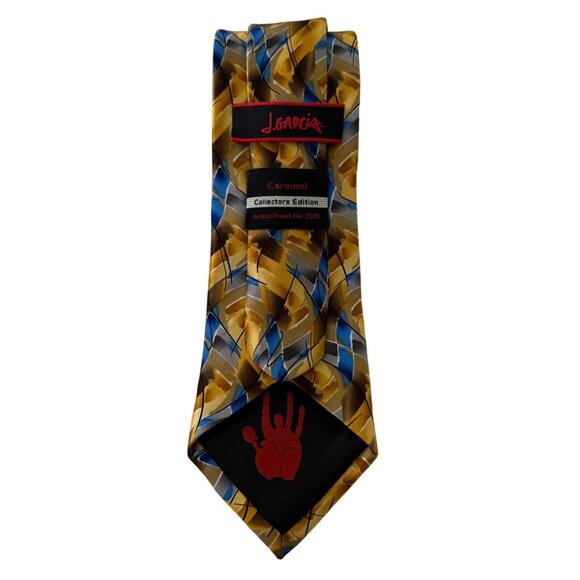 J. Garcia Carousel Collectors Edition Silk Tie Abstract Blue Yellow 3.5 x 60 - Picture 6 of 9